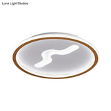 Rounded Flush Mount Led Bedroom Ceiling Light In Black/Gold With Warm/White