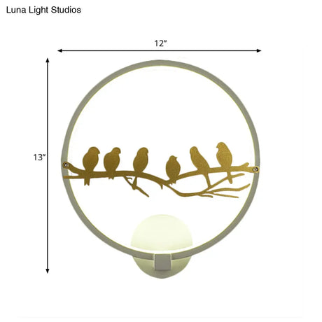 Rounded Led Acrylic Wall Lamp For Living Room - White/Black Oriental Style