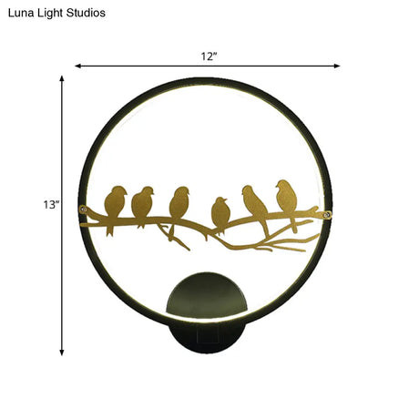 Rounded Led Acrylic Wall Lamp For Living Room - White/Black Oriental Style