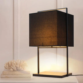 Ruby - Modern Cube Nightstand Light Fabric Table Lamp Black Black