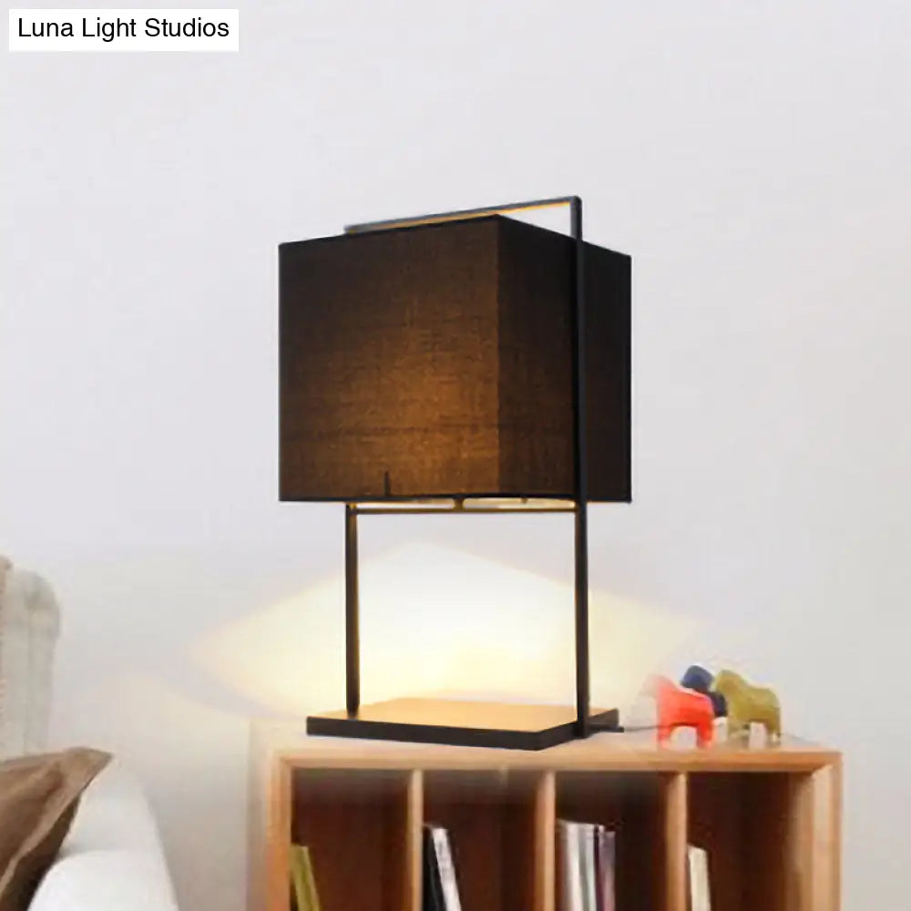 Ruby - Modern Cube Nightstand Light Fabric Table Lamp Black Black