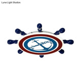 Rudder Boys Bedroom Flush Light Iron Led Flushmount In Blue Choice Of Warm Or White -