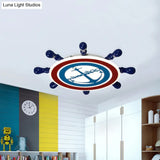 Rudder Boys Bedroom Flush Light Iron Led Flushmount In Blue Choice Of Warm Or White -