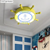 Rudder Flush Ceiling Light: Acrylic Led Bedroom Fixture In Blue/Yellow