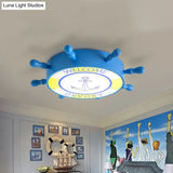 Rudder Flush Ceiling Light: Acrylic Led Bedroom Fixture In Blue/Yellow