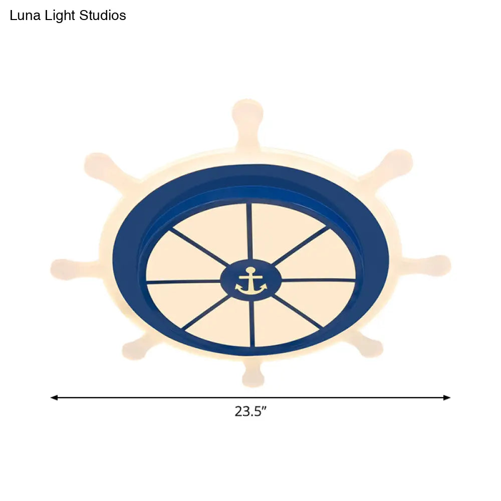 Rudder Flushmount Led Kids Ceiling Lamp - 19.5’/23.5’ Acrylic Blue Warm/White Light