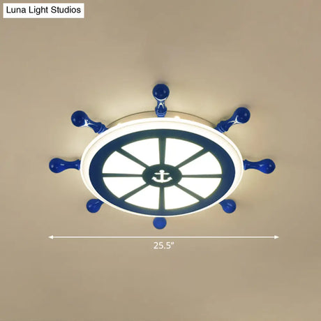 Rudder Kids Ceiling Lamp In Navy Blue - Creative Led Flush Mount Light