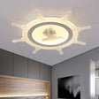 Rudder Kid’s White Ceiling Mount Light: Nautical Style Led Lamp /