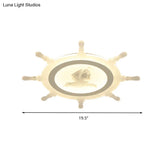 Rudder Kid’s White Ceiling Mount Light: Nautical Style Led Lamp