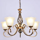 Ruffle Glass Floral Shade Chandelier For Classic Living Room Décor - Pendant Light With Scroll Arm 5