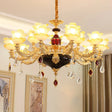Ruffled Floral Ceiling Glass Chandelier With Crystal Accent - Traditional Lighting Fixture Burgundy
