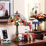 Rukh - Tiffany Sunflowers Night Lamp: Hand-Cut Stained Glass Table Light With