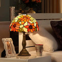 Rukh - Tiffany Sunflowers Night Lamp: Hand-Cut Stained Glass Table Light With Bronze