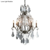 Rural Rust Metal Ceiling Pendant With Swirl Arm Design 6-Light Candlestick Chandelier Featuring