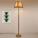 Rural Style Crystal Bell Stand Up Floor Reading Lamp Single Head Beige