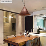 Rust Finish Bell Pendant Light - Farmhouse Style Wrought Iron 1-Bulb Restaurant Ceiling Mount