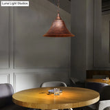 Rust Finish Bell Pendant Light - Farmhouse Style Wrought Iron 1-Bulb Restaurant Ceiling Mount