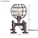 Rustic 1-Light Cage Table Lamp With Aged Silver/Bronze Finish - Farmhouse Style