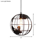 Rustic 1-Light Iron Ceiling Pendant Lamp In Black - Cone/Oval/Globe Suspended Lighting For Dining