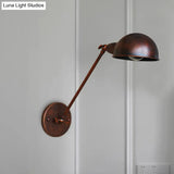 Rustic 1 Light Wall Sconce - Farmhouse Wrought Iron Adjustable Lamp For Bedside