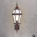 Rustic 1-Light Wall Sconce: Urn Shaped Clear Glass Lamp Fixture Rust