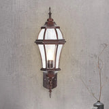 Rustic 1-Light Wall Sconce: Urn Shaped Clear Glass Lamp Fixture Rust