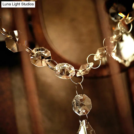 Rustic 2-Light Birdcage Wall Sconce With Crystal Drops For Living Room