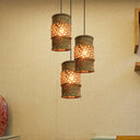 Rustic 3-Head Pendant Ceiling Light With Beige Rope Shades - Farmhouse Restaurant Cluster Lamp
