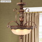 Rustic 3-Head Ribbed Glass Chandelier Suspension Light - Bronze
