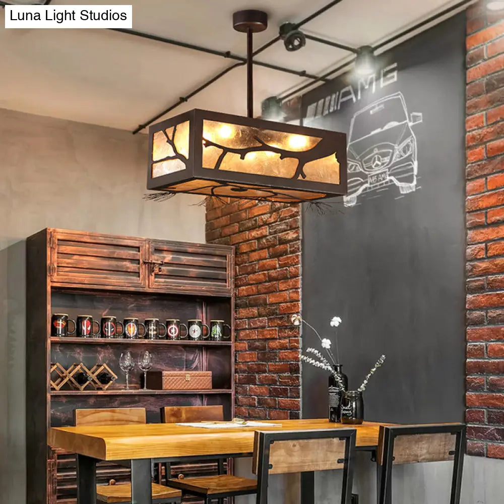 Rustic 6 - Head Semi Flush Mount Ceiling Light With Mica Sheet Shade
