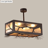 Rustic 6 - Head Semi Flush Mount Ceiling Light With Mica Sheet Shade