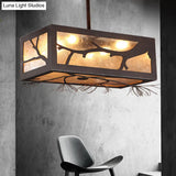 Rustic 6 - Head Semi Flush Mount Ceiling Light With Mica Sheet Shade
