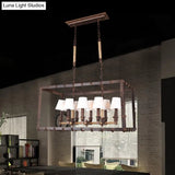 Rustic 8-Light Island Pendant Fixture With Traditional Fabric Barrel For Dining Room Lighting