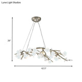 Rustic 9-Light Flower Chandelier In Silver - Bedroom Hanging Lamp Kit