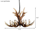 Rustic Antler Chandelier - Resin Pendant Lamp 6/8 Lights Farmhouse Style In Brown
