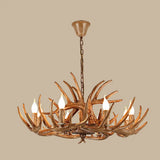 Rustic Antler Shape Resin Chandelier Pendant Light Fixture - Brown’ 8 / Brown