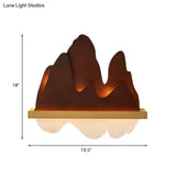Rustic Asian Style 6-Bulb Wooden Wall Light Fixture For Bedside - Brown Mural Lighting