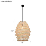 Rustic Bamboo Lantern Pendant Light - Tea Room Hanging Lamp Kit