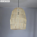 Rustic Bamboo Lantern Pendant Light - Tea Room Hanging Lamp Kit