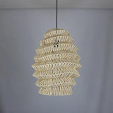 Rustic Bamboo Lantern Pendant Light - Tea Room Hanging Lamp Kit Beige / A