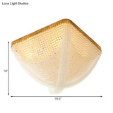 Rustic Bedroom Ceiling Lamp With Crystal Beaded Shade - 4 Light Flush Mount