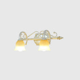 Rustic Beige Glass Vanity Mirror Light: Carillon Shaped Wall Mounted Fixture For Bathrooms 2 / White