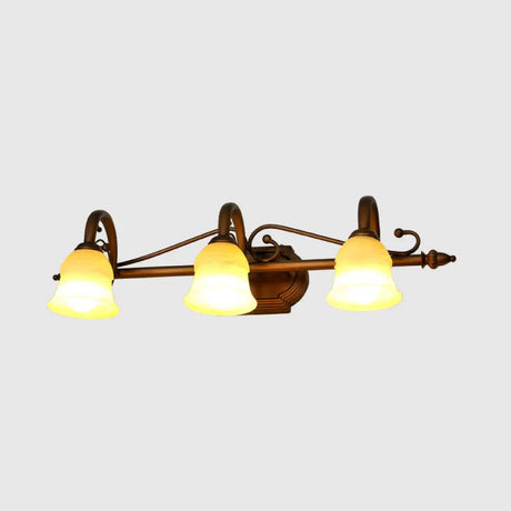 Rustic Beige Glass Vanity Mirror Light: Carillon Shaped Wall Mounted Fixture For Bathrooms 3 /