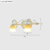Rustic Beige Glass Vanity Mirror Light: Carillon Shaped Wall Mounted Fixture For Bathrooms