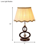 Rustic Beige Gourd Base Night Light Table Lamp With Wavy Edge Design