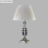 Rustic Beige Nightstand Lamp - Single Light Urn-Shaped For Living Room