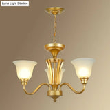 Rustic Bell Shaped Suspension Light Chandelier - Cream Glass Perfect For Dining Room