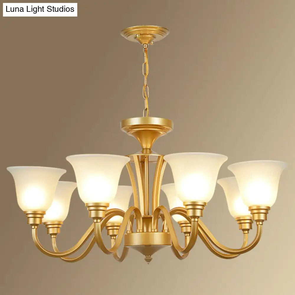 Rustic Bell Shaped Suspension Light Chandelier - Cream Glass Perfect For Dining Room
