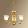 Rustic Bell Shaped Suspension Light Chandelier - Cream Glass Perfect For Dining Room 3 / Gold