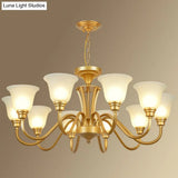 Rustic Bell Shaped Suspension Light Chandelier - Cream Glass Perfect For Dining Room